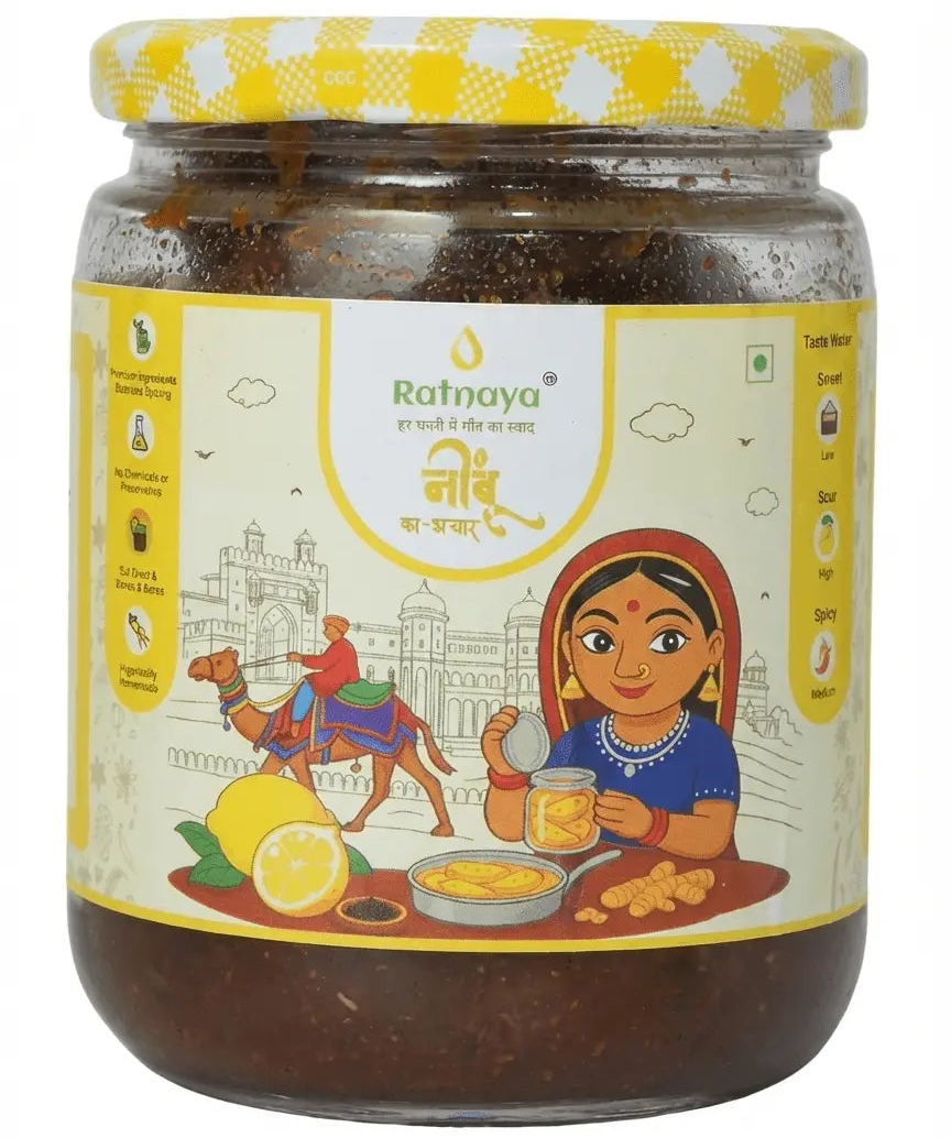 Lemon Pickle (Homemade Nimboo Achaar) - Ratnaya Organics