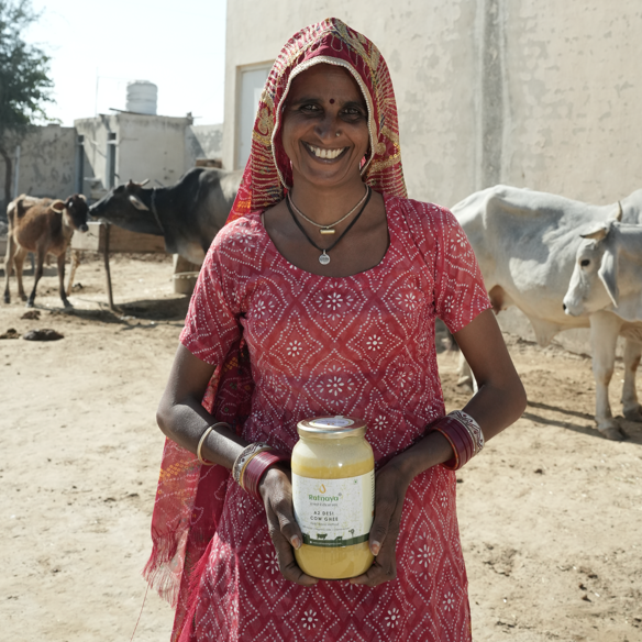 A2 Desi Cow Ghee 250ml Jar | Bilona-Churned - Ratnaya Organics