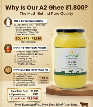 A2 Desi Cow Ghee 1000ml Jar | Bilona-Churned - Ratnaya Organics