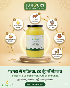 A2 Desi Cow Ghee 1000ml Jar | Bilona-Churned - Ratnaya Organics