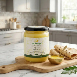 A2 Desi Cow Ghee 500ml Jar | Bilona-Churned - Ratnaya Organics