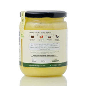 A2 Desi Cow Ghee 500ml Jar | Bilona-Churned - Ratnaya Organics