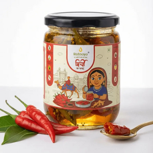 Green Chilli Pickle (Homemade Mirchi Achaar) - Ratnaya Organics