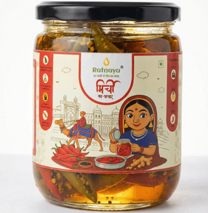 Green Chilli Pickle (Homemade Mirchi Achaar) - Ratnaya Organics