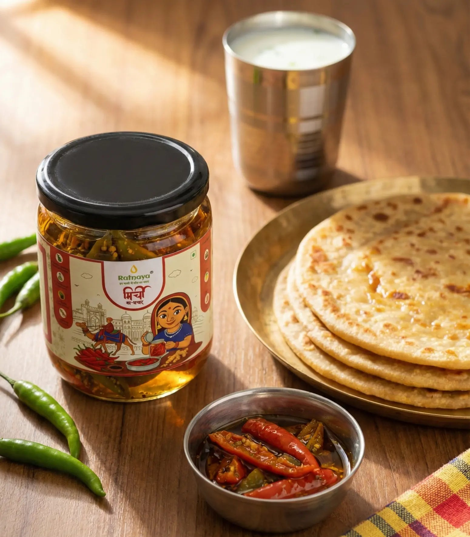 Green Chilli Pickle (Homemade Mirchi Achaar) - Ratnaya Organics
