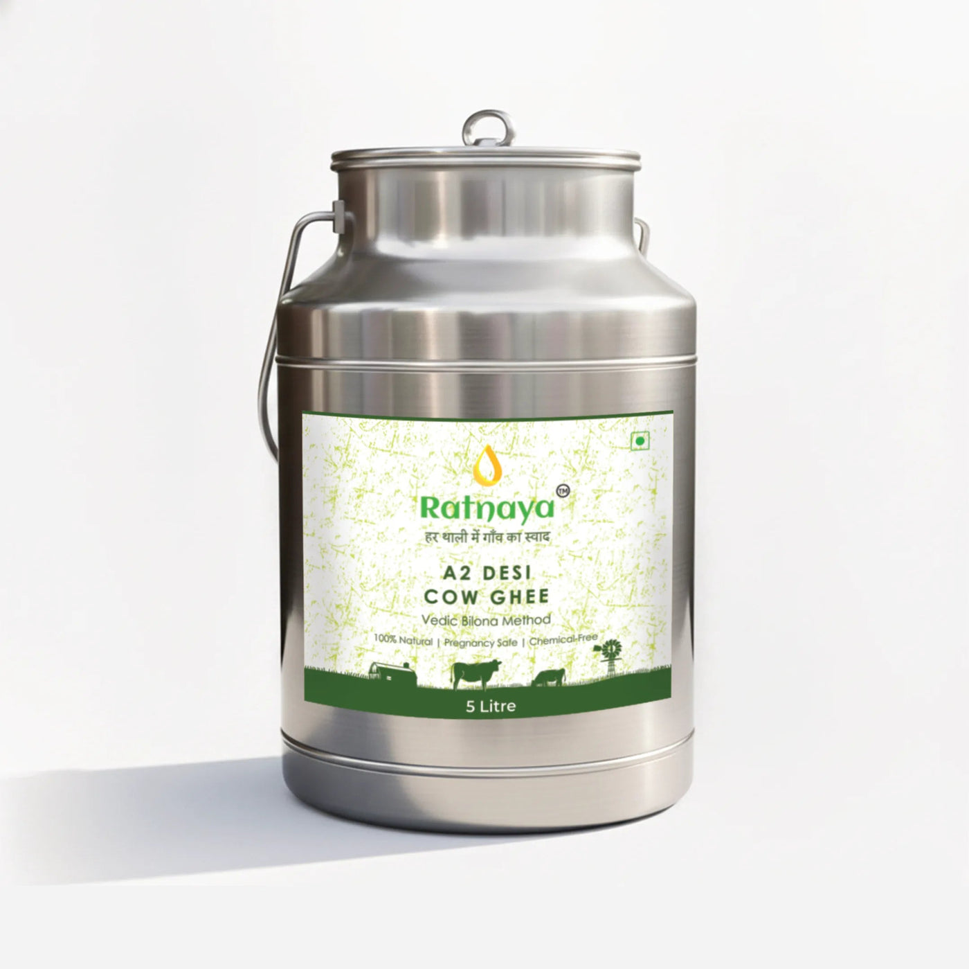 A2 Desi Cow Ghee 5 Litre | Bilona-Churned Ratnaya Organics