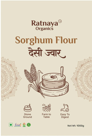 Sorghum Flour (Desi Jowar) - 1kg Bag - Ratnaya Organics
